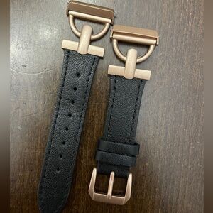 Fitbit smartwatch black genuine leather strap
